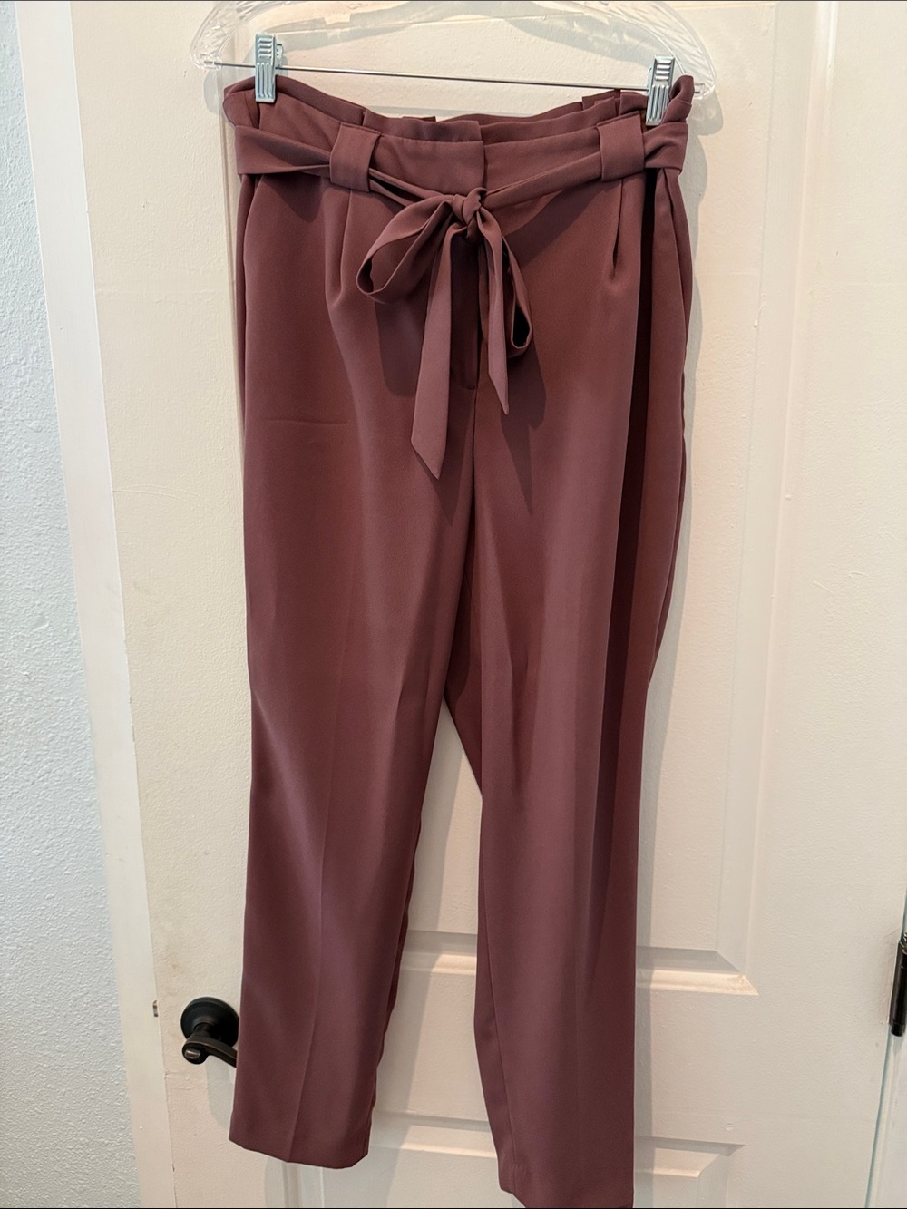 Express Mauve Paperbag Waist Tie Trousers